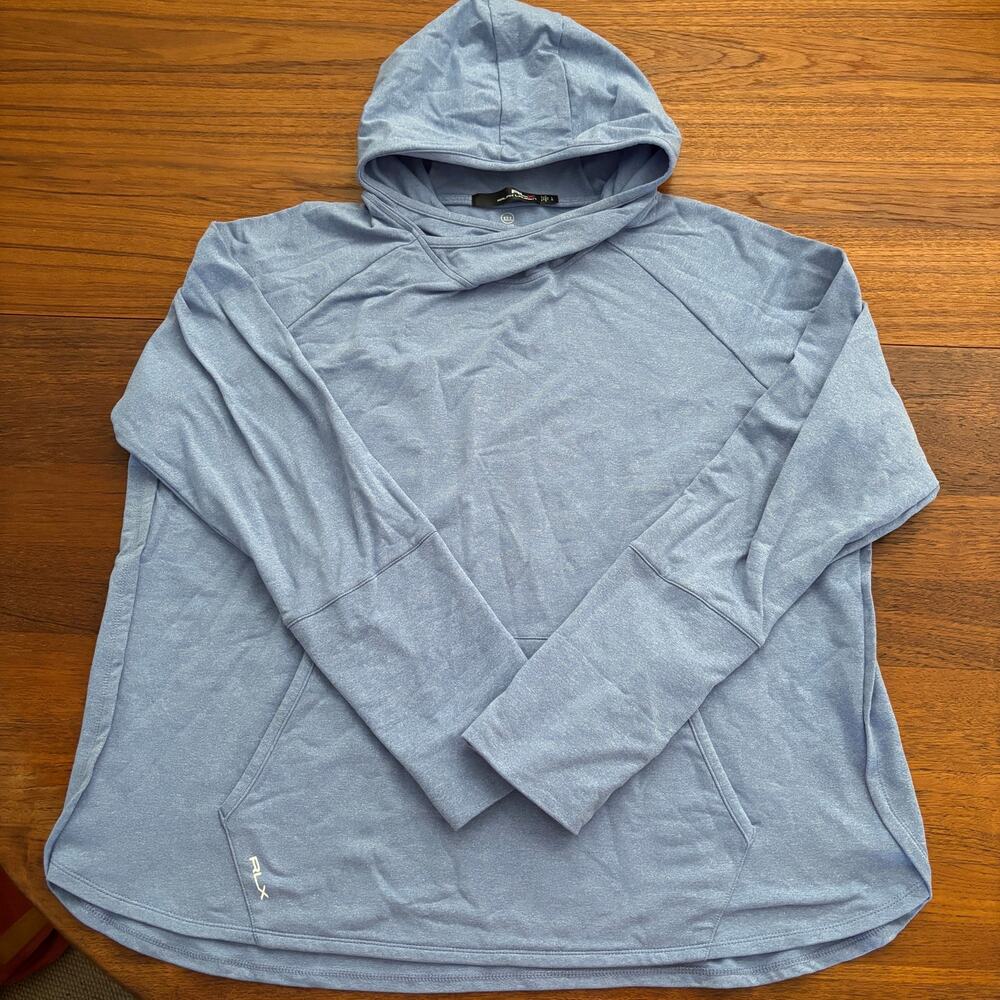 RLX Ralph Lauren Women's Light Heather Blue Wicking Performance Hoodie size L